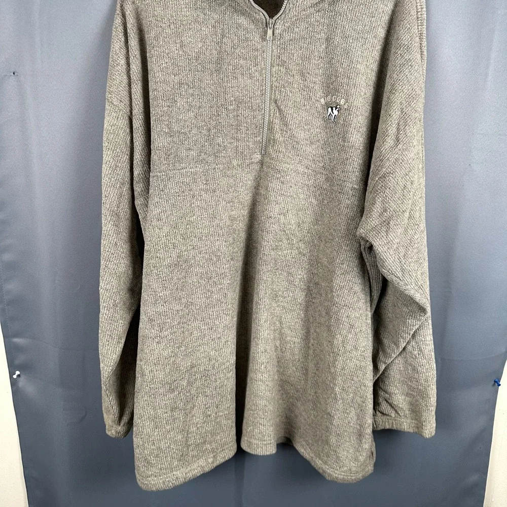 Big Dogs Mens 3X Gray Quarter Zip Pullover Textured Knit Long Sleeve Mock Neck